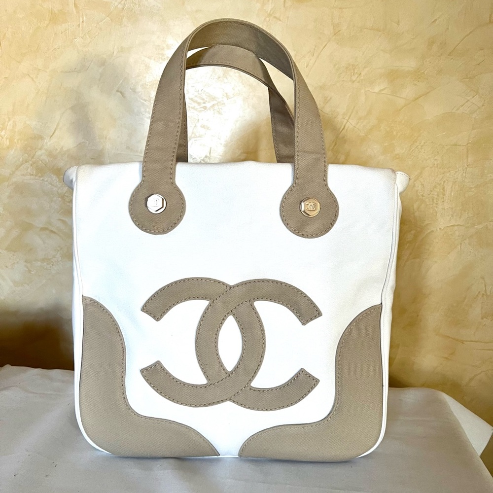 Chanel Canvas Marshmallow CC Tote